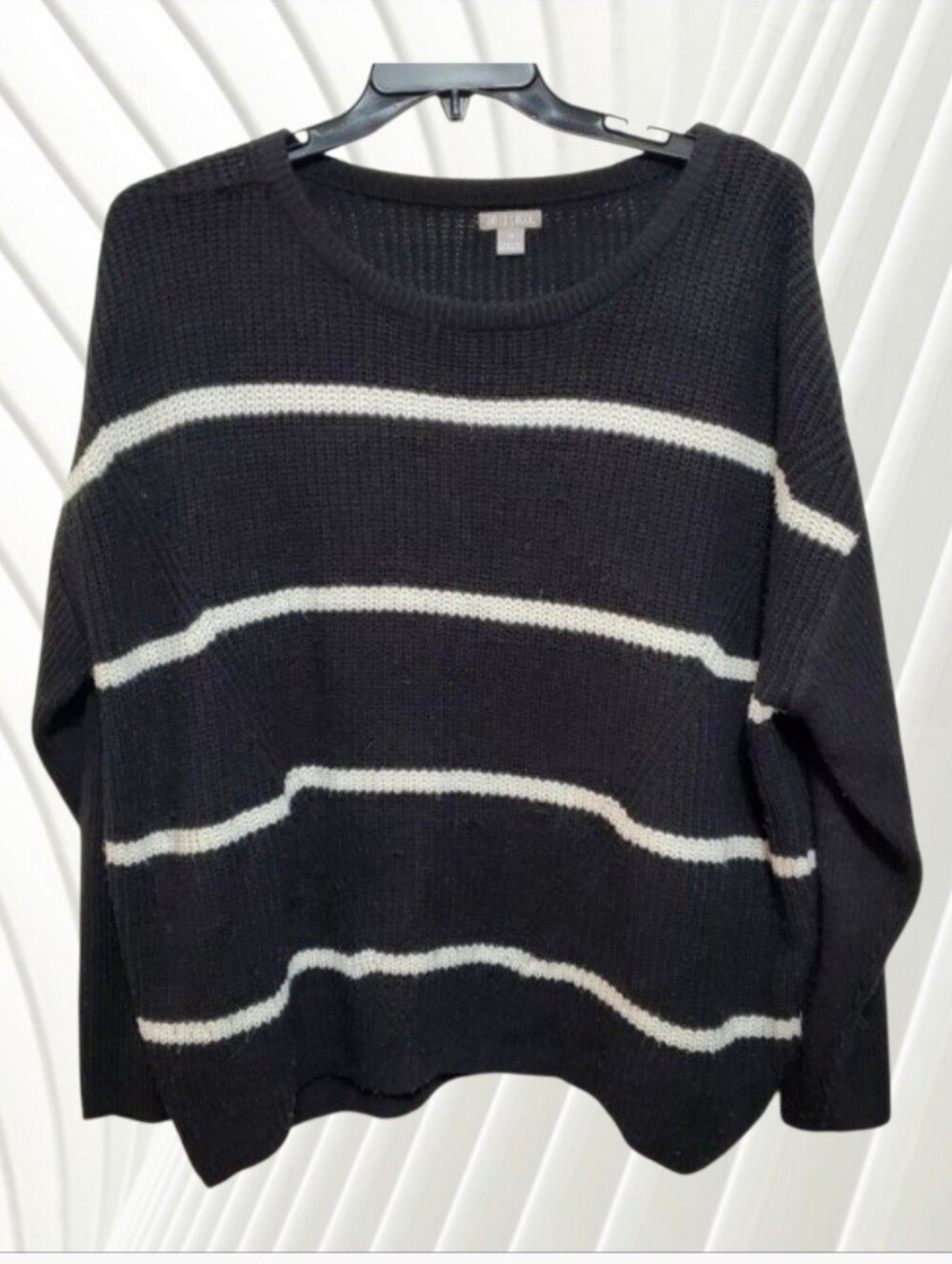 Falls Creek Black & White Striped Sweater size 1X